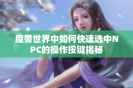 魔兽世界中如何快速选中NPC的操作按键揭秘
