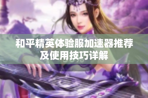 和平精英体验服加速器推荐及使用技巧详解