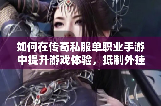如何在传奇私服单职业手游中提升游戏体验，抵制外挂问题？