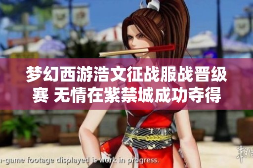 梦幻西游浩文征战服战晋级赛 无情在紫禁城成功夺得第4冠荣誉