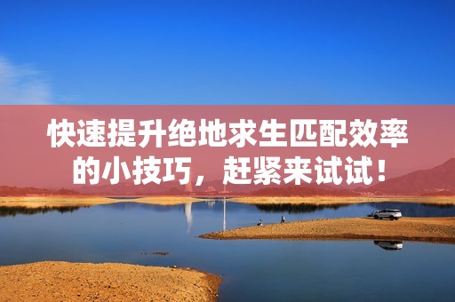 快速提升绝地求生匹配效率的小技巧，赶紧来试试！
