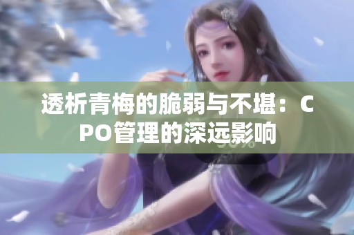 透析青梅的脆弱与不堪：CPO管理的深远影响