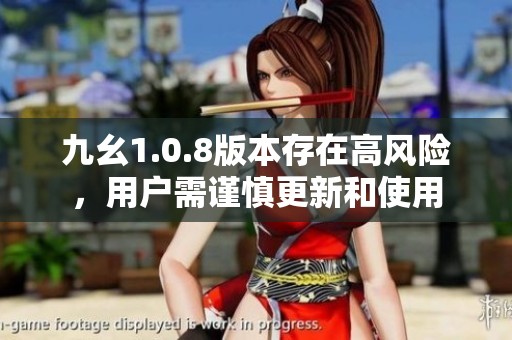 九幺1.0.8版本存在高风险，用户需谨慎更新和使用