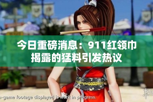 今日重磅消息：911红领巾揭露的猛料引发热议
