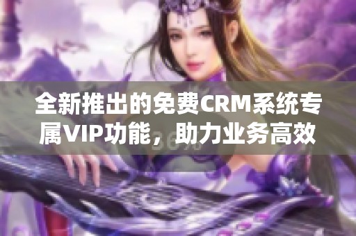 全新推出的免费CRM系统专属VIP功能，助力业务高效管理