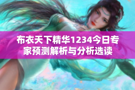 布衣天下精华1234今日专家预测解析与分析选读