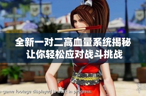 全新一对二高血量系统揭秘 让你轻松应对战斗挑战
