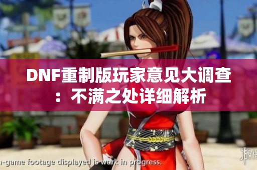DNF重制版玩家意见大调查：不满之处详细解析