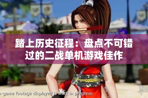 踏上历史征程：盘点不可错过的二战单机游戏佳作