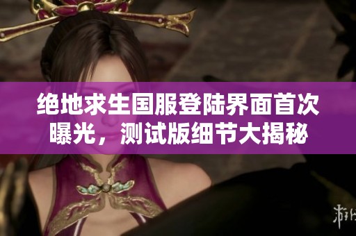 绝地求生国服登陆界面首次曝光，测试版细节大揭秘