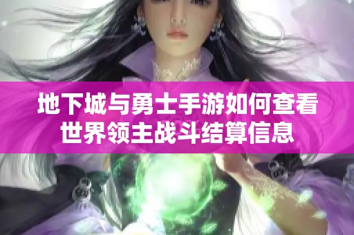 地下城与勇士手游如何查看世界领主战斗结算信息