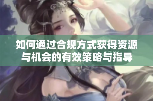 如何通过合规方式获得资源与机会的有效策略与指导