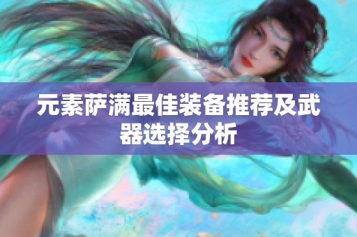 元素萨满最佳装备推荐及武器选择分析