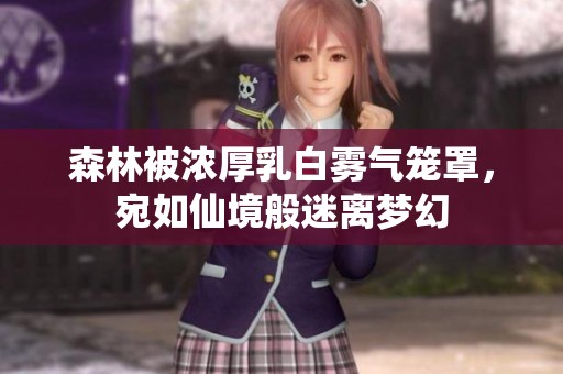 森林被浓厚乳白雾气笼罩，宛如仙境般迷离梦幻