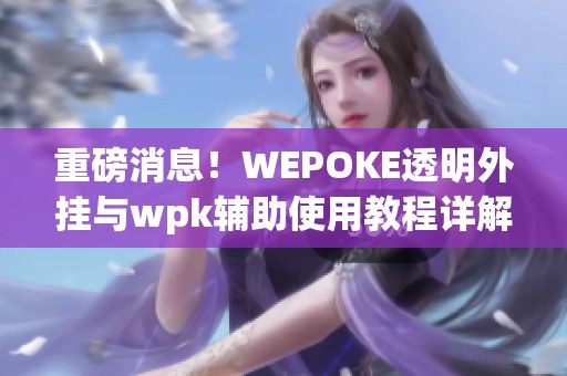 重磅消息！WEPOKE透明外挂与wpk辅助使用教程详解