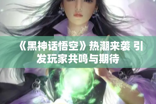 《黑神话悟空》热潮来袭 引发玩家共鸣与期待