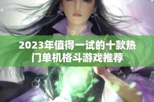 2023年值得一试的十款热门单机格斗游戏推荐