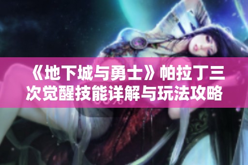 《地下城与勇士》帕拉丁三次觉醒技能详解与玩法攻略