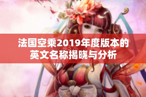 法国空乘2019年度版本的英文名称揭晓与分析