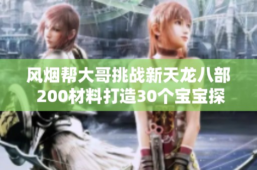 风烟帮大哥挑战新天龙八部 200材料打造30个宝宝探秘之旅