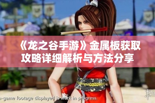 《龙之谷手游》金属板获取攻略详细解析与方法分享