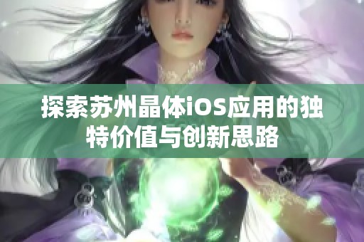 探索苏州晶体iOS应用的独特价值与创新思路